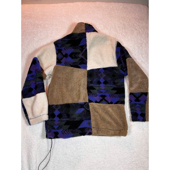 Urban Outfitters Sherpa Fleece Jacket With Aztec Pattern & Neon Zippers - Picture 16 of 16